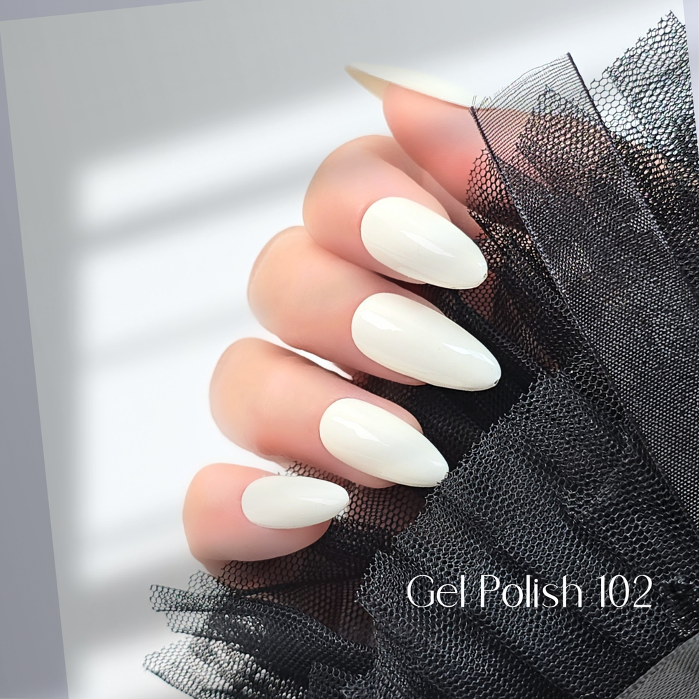 Four nails painted with White Diamond Nails gel polish in Butterscotch, shade 102, arranged to highlight the rich, creamy butterscotch color with a flawless glossy finish, creating a warm and sophisticated look, set against a minimalist background.