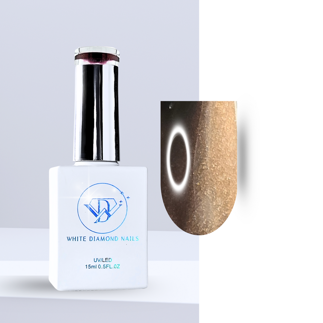 Close-up of Luxe CatEye 102 gel polish magnetic shimmer on nails