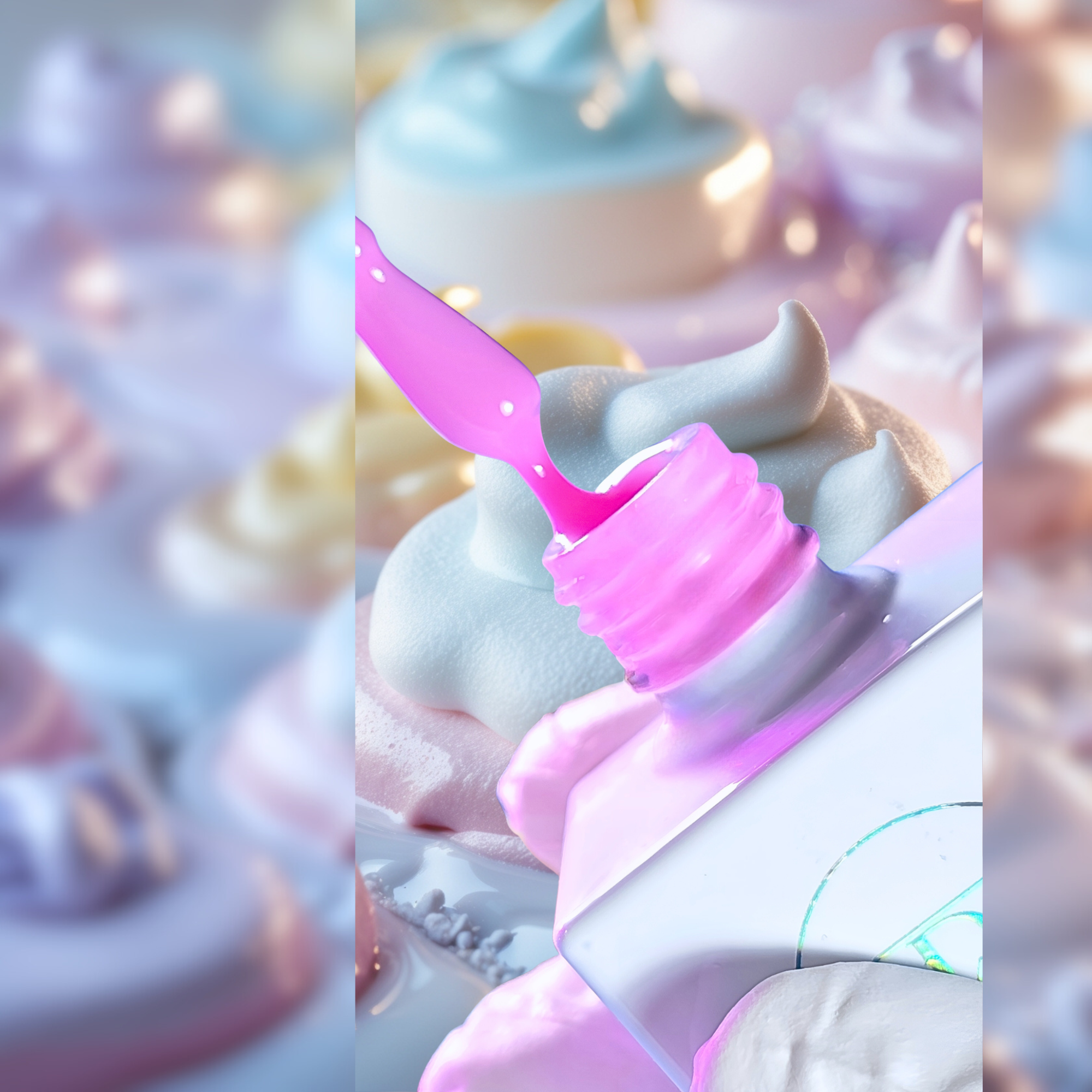 White Diamond Nails Melted Marshmallow Cover Base Gel with soft pastel melted marshmallow background.