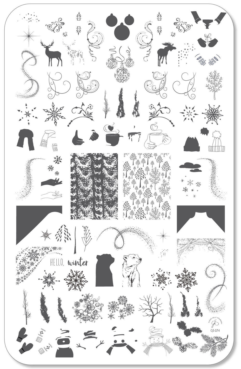 STAMPING PLATE - CjS-374 Hello Winter