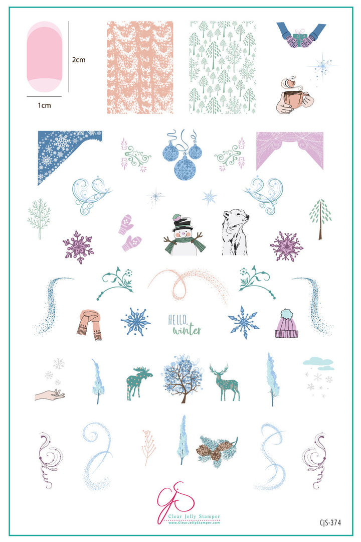 STAMPING PLATE - CjS-374 Hello Winter