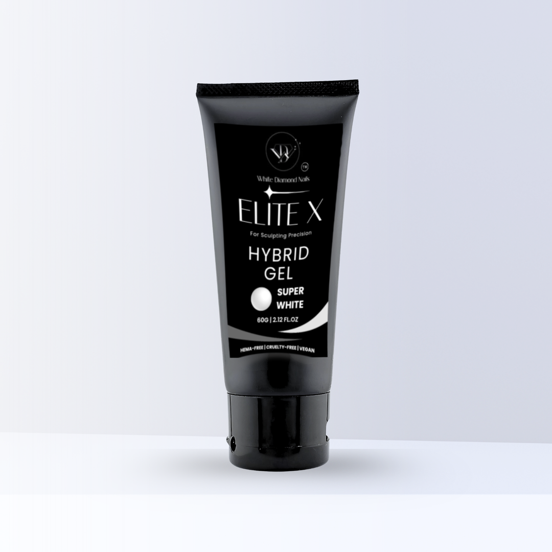 White Diamond Nails EliteX Acrygel tube in Super White, professional acrygel for nail sculpting and extensions, 60g.