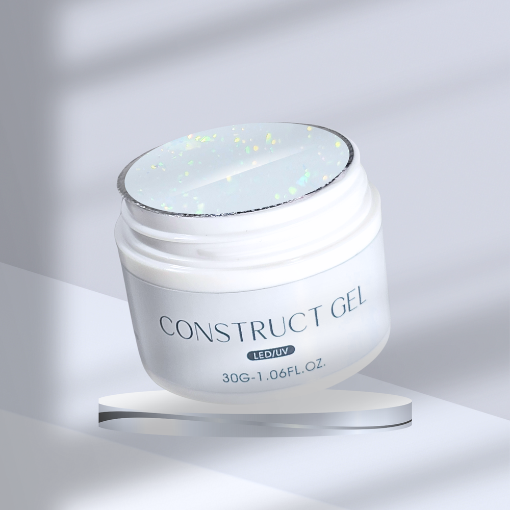 PRO Construct Gel 101 Luxe Diamond Milk glitter cover hard gel jar – White Diamond Nails
